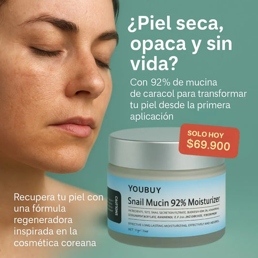 Crema Facial con 92% de Baba de Caracol – Hidratación y regeneración profunda.